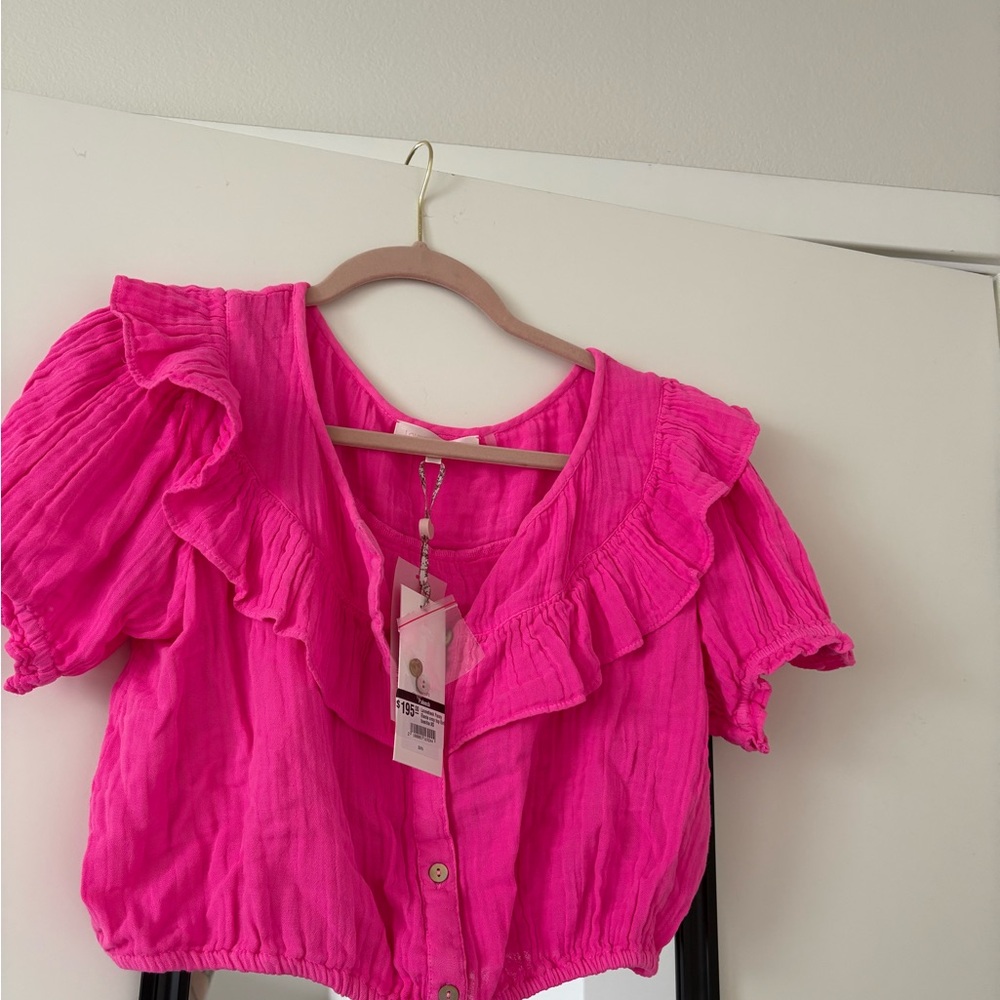 LoveShackFancy Elania Gauze Crop Top